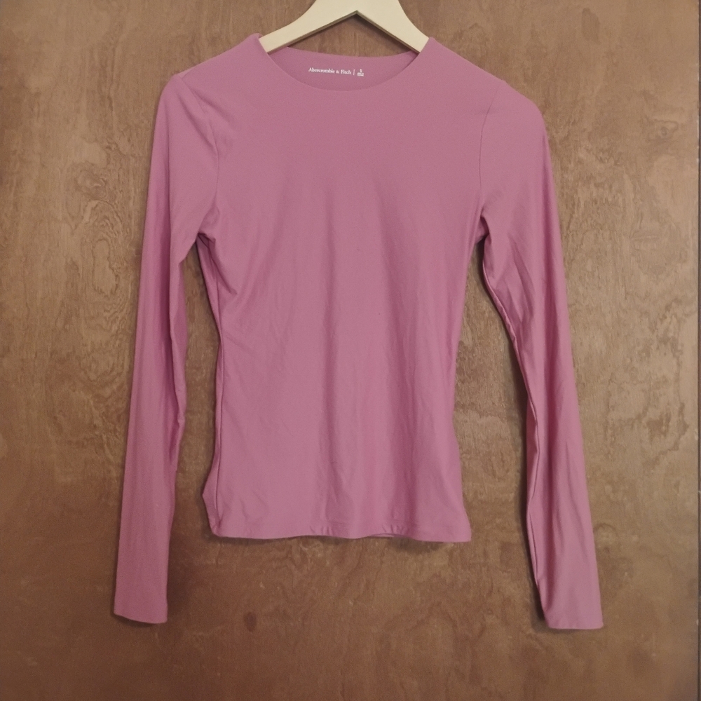 Abercrombie & Fitch Double Lined Long Sleeve Baby Tee Red Violet Fuschia Pink